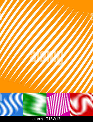 Reihe von bunten Hintergründen mit weißen Streifen und verschiedenen Farben, Effekte. Stockfoto