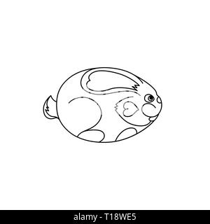 Vector Illustration von Ostern Symbol - Osterhase in Ei form. Einfache Kaninchen in Line art design Stock Vektor