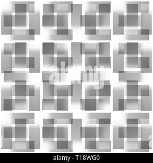 Graustufen abstrakte quadratisches Muster. Nahtlos wiederholbare Vektor Textur. Stockfoto
