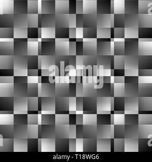 Graustufen abstrakte quadratisches Muster. Nahtlos wiederholbare Vektor Textur. Stockfoto