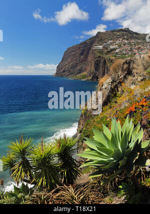 Cliff Cabo Girao an der südlichen Küste von Madeira (Portugal) - Ansicht von Camara de Lobos Stockfoto