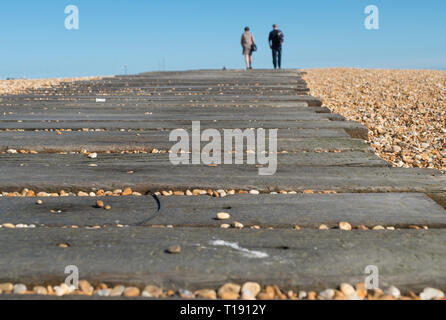 Folkestone Beach broadwalk, Marine Parade, Folkestone, Kent Stockfoto