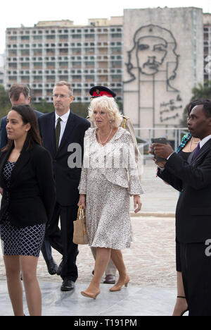 Die Herzogin von Cornwall besucht eine Kranzniederlegung Zeremonie an der Memorial José Martí in Havanna, Kuba. Stockfoto