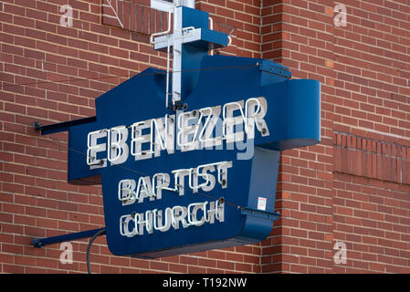 Ebenezer Baptist Church in Atlanta, Georgia, wo Dr. Martin Luther King, Jr. einmal als Pastor serviert. (USA) Stockfoto