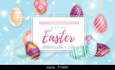 Bunte eier in der Nähe von Banner mit Frohe Ostern schreiben Stock Vektor