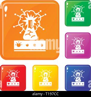 Kolben explosion Icons Set Vector Farbe Stock Vektor