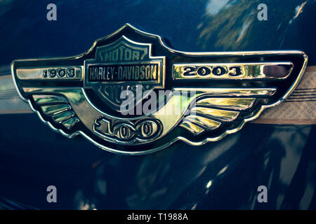Ein 1903-2003 Harley Davidson 100. Jahrestag tank Emblem Stockfoto