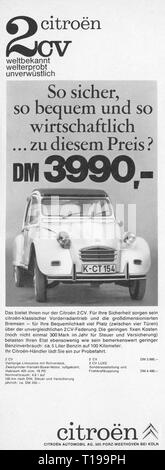 Werbung, Automobile, Citroen, 2CV, Werbung, ab: "Neue Illustrierte", Nummer 7, Hamburg, 13.2.1966, Additional-Rights - Clearance-Info - Not-Available Stockfoto
