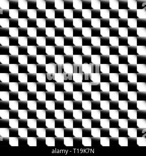 Plätze abstrakte geometrische Muster. Graustufen, nahtlos wiederholbares Schachbrettmuster mit wechselnden Plätzen. Stockfoto