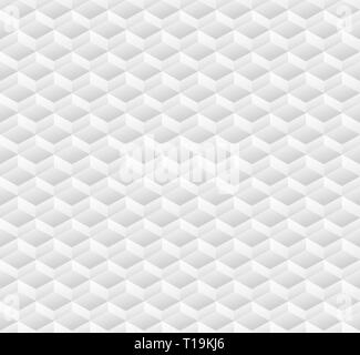 Graustufen 3d Würfel minimal, wiederholbaren Muster (einfache Nahtlose, räumliche Geometrie, Vektor Grafiken) Stockfoto