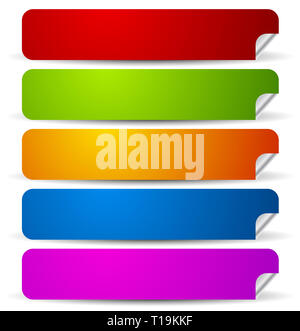 Peeling abgerundeten Rechteck Aufkleber mit dem leeren Raum. Vektor. Stockfoto