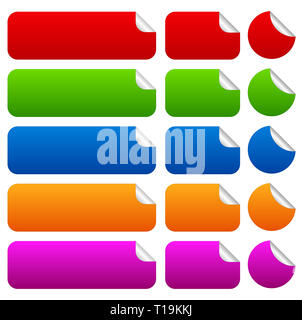 Aufkleber in verschiedenen Formen mit Schale Stockfoto