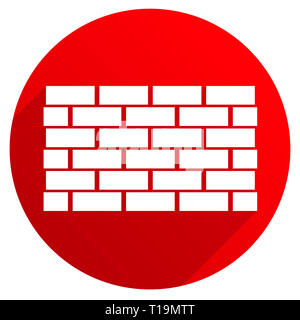 Rotes Symbol mit Mauer, Wand Symbol Gießen Diagonale Schatten. Vektor. Stockfoto