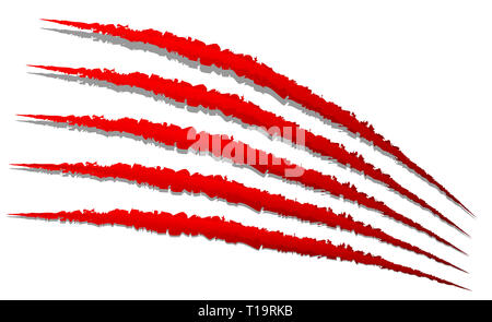 Kralle, kralle Kratzer, Paw Marken Vektor. Stockfoto