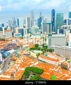 Antenne Stadtbild von Singapore Downtown der modernen Architektur mit Wolkenkratzern, Chinatown unter Stockfoto