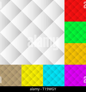 Quadratisches Muster gesetzt. Squarish nahtlose wiederholbare Muster, Hintergrund in verschiedenen Farben gesetzt. Stockfoto