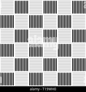 Nahtlose Muster schwarz / weiß mit gestreiften Quadraten (wiederholbar) Stockfoto