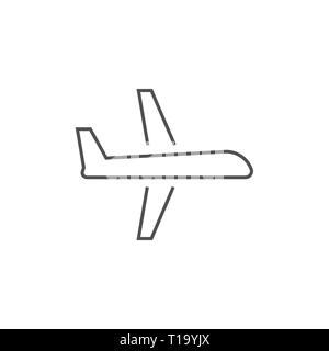 Flugzeugsymbol. Flugzeug Verwandte Vektor Symbol Leitung. Auf weissem Hintergrund. Editierbare Schlaganfall. Stock Vektor