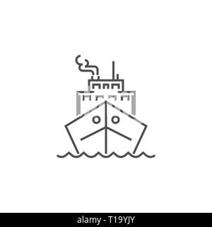 Kreuzfahrtschiff Symbol. Kreuzfahrt Schiff Vektor Symbol Leitung. Auf weissem Hintergrund. Editierbare Schlaganfall. Stock Vektor