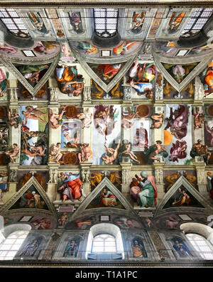 Italien, Vatikan, Sixtinische Kapelle, 27. November 2017, der Decke der Sixtinischen Kapelle im Vatikan Museum Stockfoto