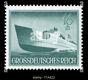 Deutsche historische Stempel: S 26-29 Serie Torpedoboote. Tag des Gedenkens an die gefallenen Soldaten, Kriegsmarine, Ausgabe 1944, Deutschland Stockfoto