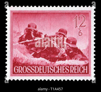 Deutsche historische Stempel: Maschinengewehrschützen Abteilung der Wehrmacht. Die Armee des Dritten Reiches. Tag des Gedenkens an die gefallenen Soldaten, 1944 Stockfoto
