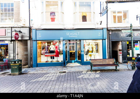 Seasalt Bekleidungsgeschäft, Meersalz Cornwall kleidung shop, Meersalz, Meersalz, Meersalz, Meersalz Kleidung, Meersalz shop vorne, Meersalz, Großbritannien Stockfoto