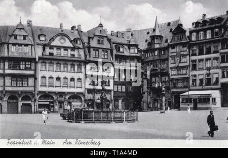 Geographie/Reisen historische, Deutschland, Städte und Gemeinden, Frankfurt am Main, Roemerberg (Roman Berg), Samstagsberg, Häuserreihe, Außenansicht, Ansichtskarte, Verlag Carl Lukow, Poststempel 2.4.1942, Additional-Rights - Clearance-Info - Not-Available Stockfoto