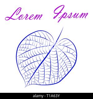 Baum Blatt skizzieren. Hand gezeichnet. Monochrome Kontur. Blatt Symbol. Grafik Zeichnung isoliert. Moderner Minimal flacher Stil. Vector Illustration. Einfaches Design Stock Vektor