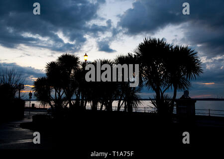 Ägypten, Punkt, Licht, Haus, Stillgelegten, Silhouette, den Solent, Cowes, Isle of Wight, England, Vereinigtes Königreich, Stockfoto