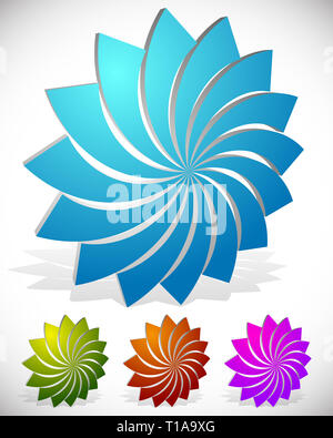 Lotus Blumenform in 3d. 4 Farben enthalten. Vektor-Grafiken. Stockfoto