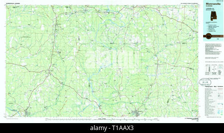 USGS TOPO Karte Alabama AL Monroeville 305774 1986 100000 Stockfoto