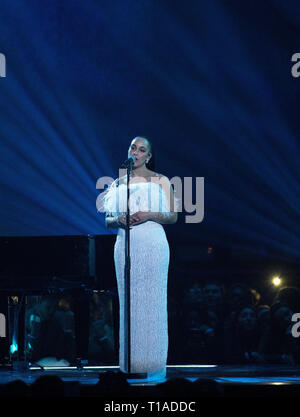 Brit Awards Show 2019 Aufführungen in der Arena 02 Mit: jorja Smith Wo: London, Großbritannien Wann: 20. Feb. 2019 Credit: WENN.com Stockfoto