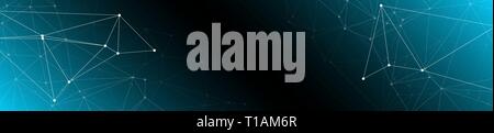 Neue Zukunft Technik geometrische Konzept, verbunden Linien und Punkten geometrische abstrakte Vektor breite Fahne Hintergrund Stock Vektor