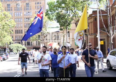 Sydney, Australien. 24. März 2019. Die St. Mary's Cathedral statt der jährlichen 'Tag der Masse auf das ungeborene Kind' und Prozession. Credit: Richard Milnes/Alamy leben Nachrichten Stockfoto