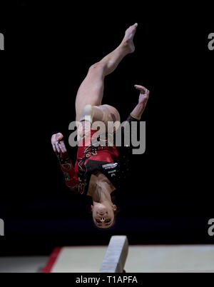 Lea Griesser (Deutschland), die in Aktion während der Gymnastik WM2019 in Genting Arena in Birmingham gesehen. Stockfoto