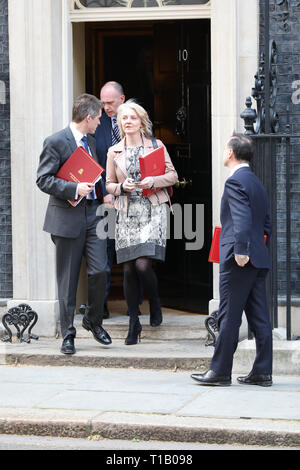 Downing Street, London, UK, 25. März 2019. Liz Truss, Gavin Williamson, Alun Cairns. Minister verlassen Downing Street. Credit: Imageplotter/Alamy leben Nachrichten Stockfoto