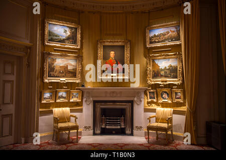 Apsley House, London, Großbritannien. 25. März, 2019. "Junge Wellington in Indien' Ausstellung erforscht die frühen Jahre und geben Ihnen Einblicke in die Menschen weltweit bekannt als der erste Herzog von Wellington, der später besiegte Napoleon bei Waterloo im Jahre 1815. Die Ausstellung läuft vom 30. März bis 3. November 2019. Credit: Malcolm Park/Alamy Leben Nachrichten. Stockfoto