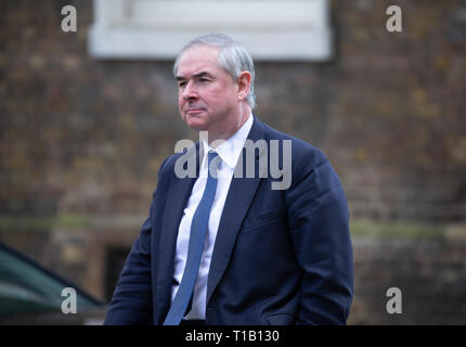 London, Großbritannien. 25 Mär, 2019. Geoffrey Cox, Attorney General, kommt an 10 Downing Street für die Kabinettssitzung Credit: Tommy London/Alamy leben Nachrichten Stockfoto