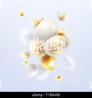 Frohe Ostern Urlaub Hintergrund mit 3d-Eier Stock Vektor