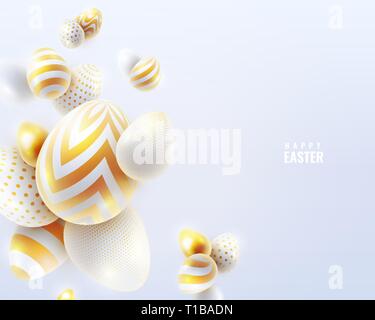 Frohe Ostern Urlaub Hintergrund mit 3d-Eier Stock Vektor