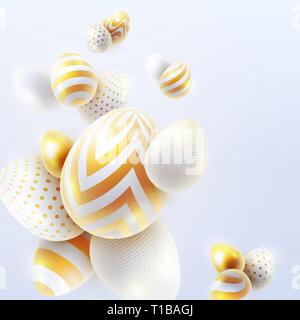 Frohe Ostern Urlaub Hintergrund mit 3d-Eier Stock Vektor