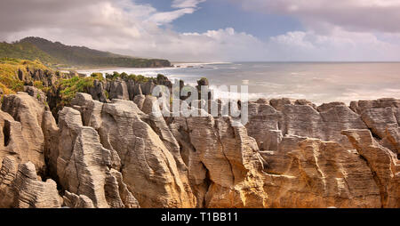 Pancake Rocks, Neuseeland - Langzeitbelichtung Stockfoto