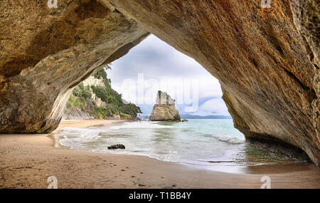 Strand an der Cathedral Cove, Coromandel Halbinsel - Neuseeland Stockfoto