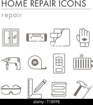 Eingestellt von Bau und Reparatur Symbole. Vektor Design und Illustration Stock Vektor