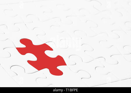 Führung oder Denken anderes Konzept. Close up rot Puzzle in der Mitte der weiß. Zeigt besondere Person mit einer dachte, dass ist ein Führer und Stockfoto