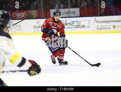 LINKÖPING 20180203 Linköpings nr 46 Mathis Olimb unter matchen ich SHL mellan Linköpings HC-HV 71 ich Saab Arena. Foto Jeppe Gustafsson Stockfoto