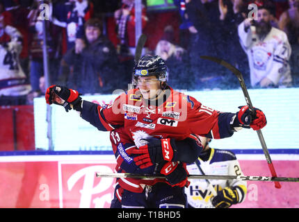 LINKÖPING 20180203 Linköpings nr 18 Jakob Lilja unter matchen ich SHL mellan Linköpings HC-HV 71 ich Saab Arena. Foto Jeppe Gustafsson Stockfoto