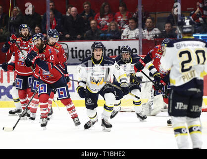 LINKÖPING 20180203 Jubel ich HV unter matchen ich SHL mellan Linköpings HC-HV 71 ich Saab Arena. Foto Jeppe Gustafsson Stockfoto