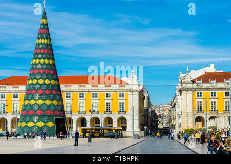 Praça do Comercio Platz in der Weihnachtszeit, Lissabon, Portugal Stockfoto